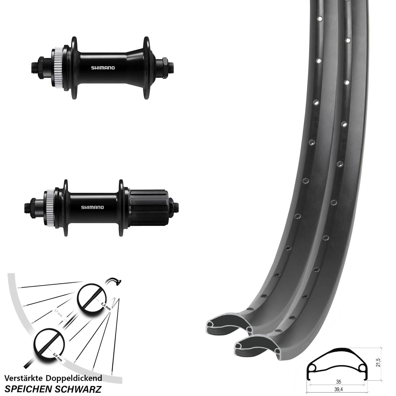 Centerlock Laufradsatz 27,5 Zoll Ambrosio E35 Shimano FH-QC400 HB-QC400 8-11 fach QR