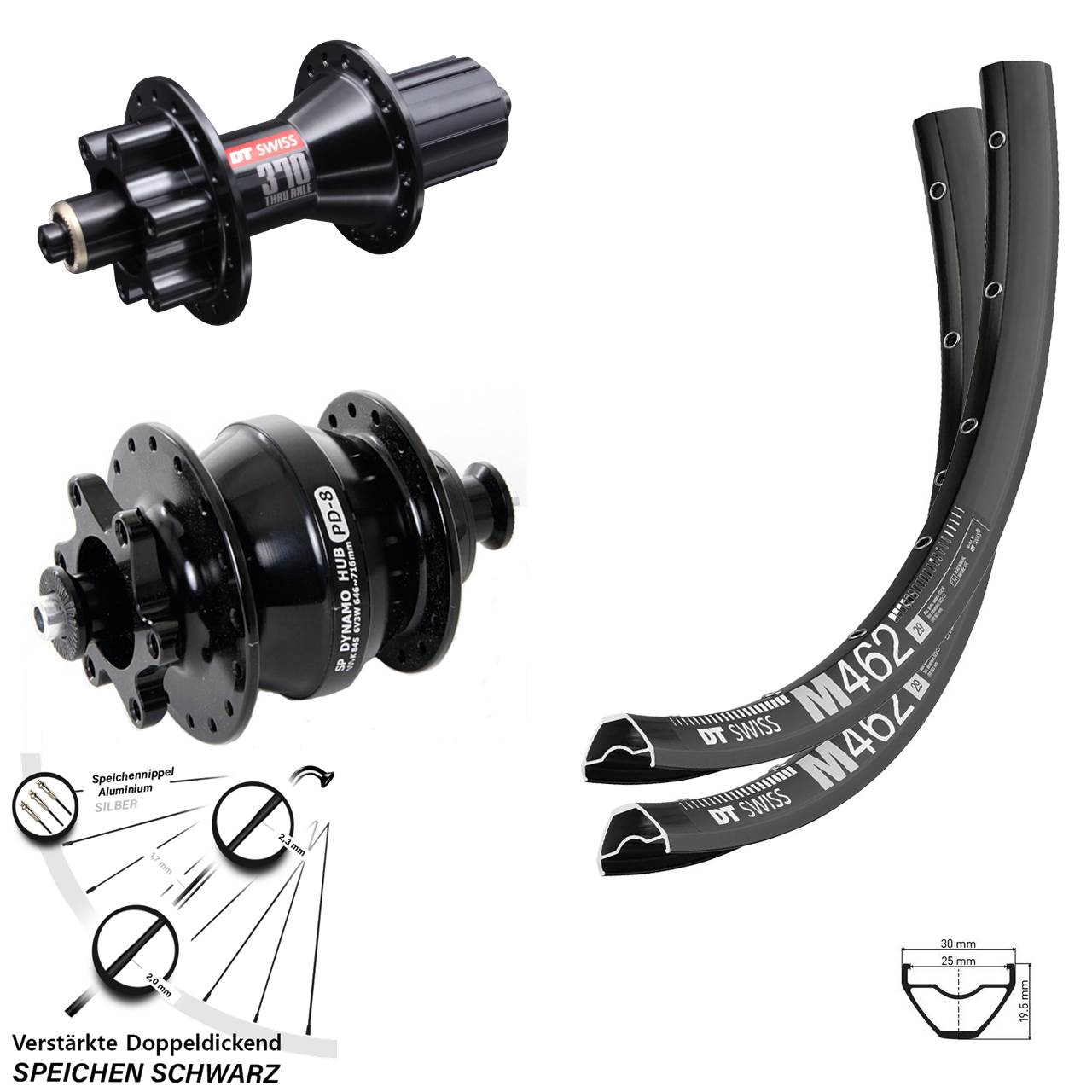 Disc Laufrad-Satz QR 650B DT Swiss M462 DT Swiss 370 Shutter PD-8 8-11 fach HG