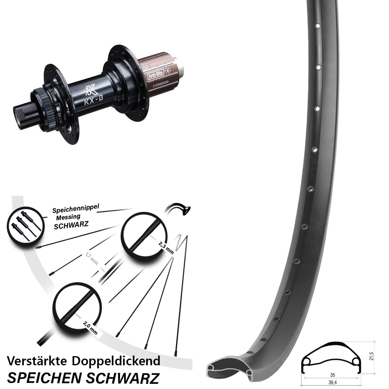 Ambrosio E35 KX-B 29 Zoll Disc Laufrad 12x148 8-12 fach HG