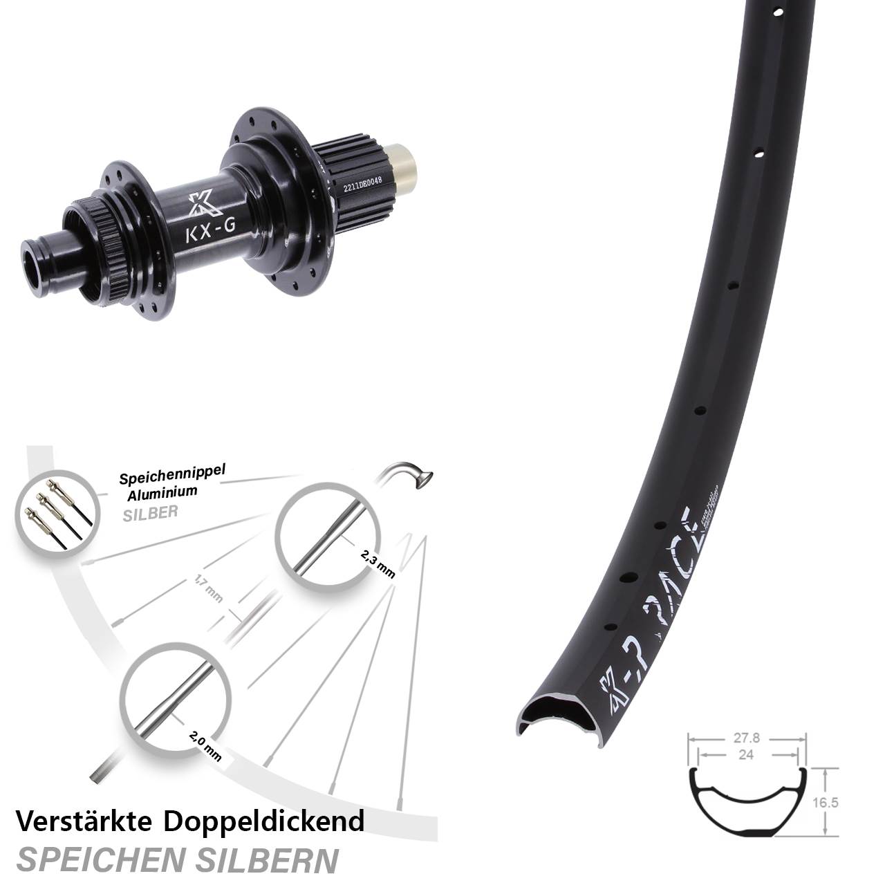 Hinterrad Centerlock 12x142 KX-R Race MTB Steckachse Micro Spline