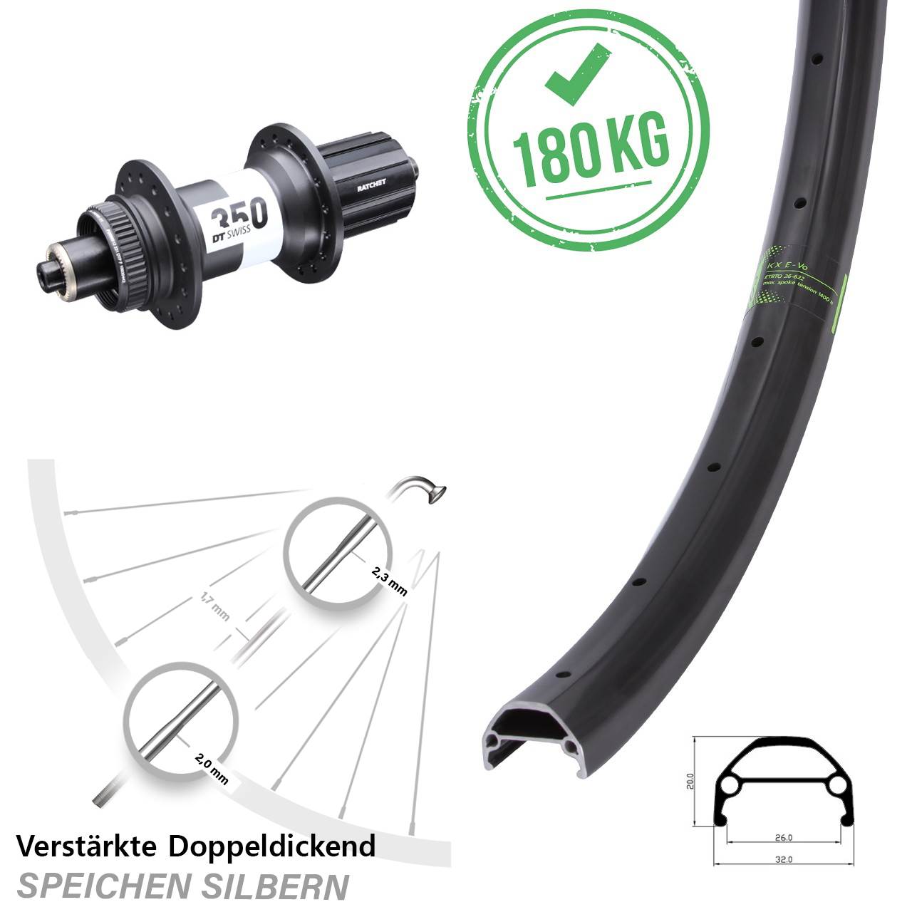 Centerlock Hinterrad für Schnellspanner 28-29 Zoll KX Evo DT Swiss 350 8-11 fach