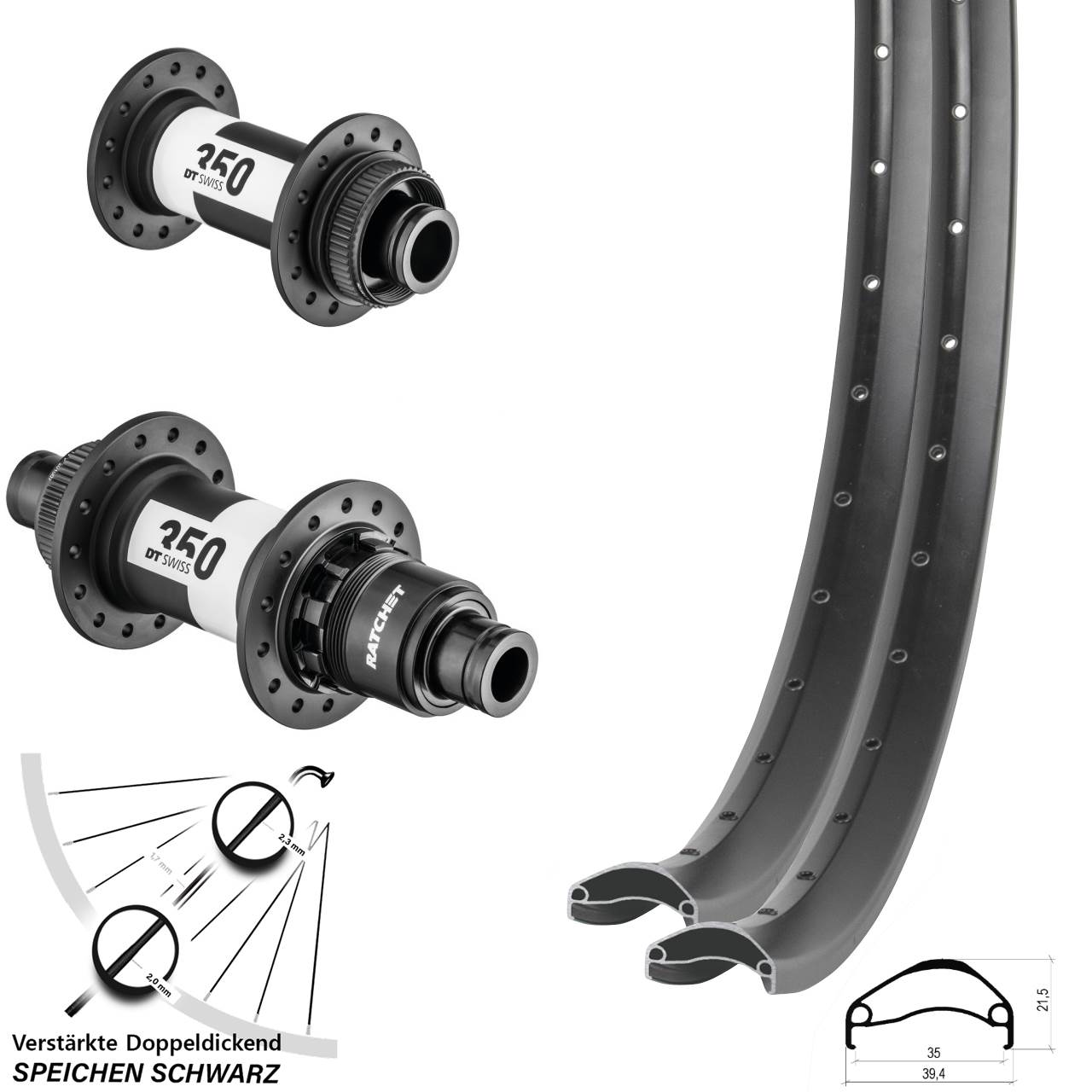 Disc Laufrad-Satz 27,5 Zoll Ambrosio E35 DT Swiss 350 XD 11-12 fach 15x100 12x142