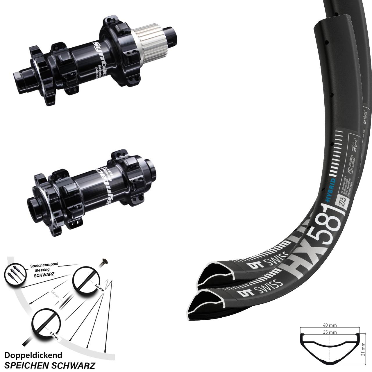 Syntace Boost DT Swiss HX 581 Laufradsatz 27,5 Zoll Micro Spline