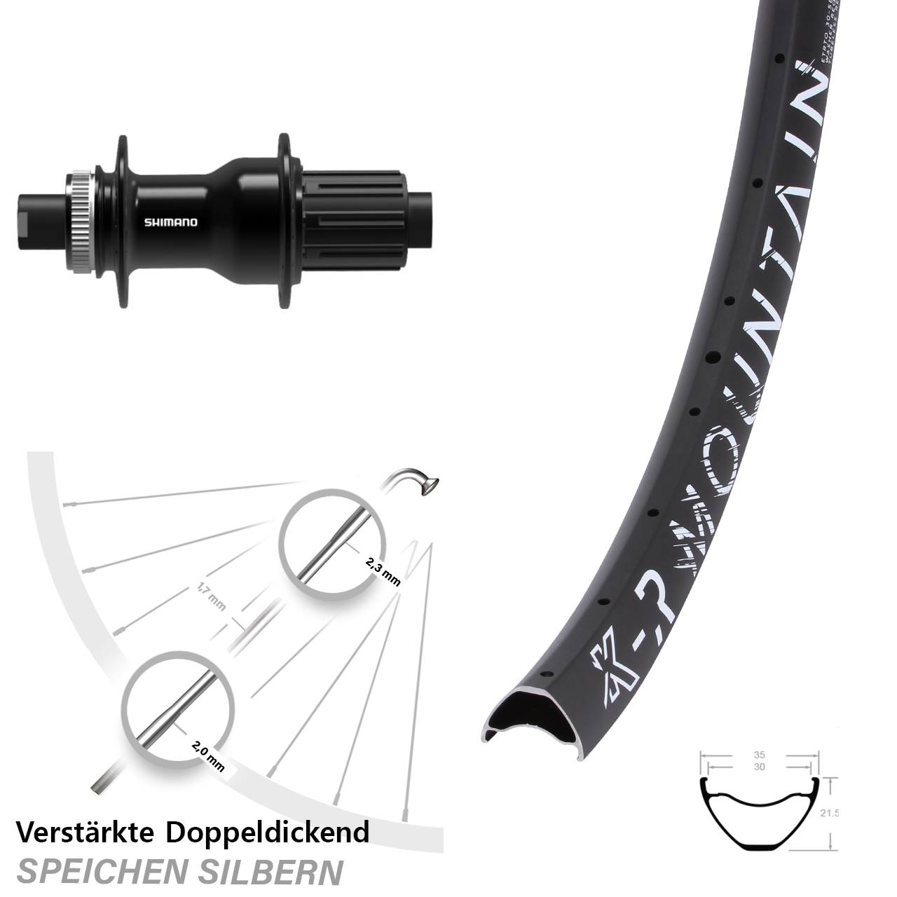29 Zoll KX-R Mountain Shimano FH-TC500-Boost Disc Laufrad 12x148 8-11 fach HG