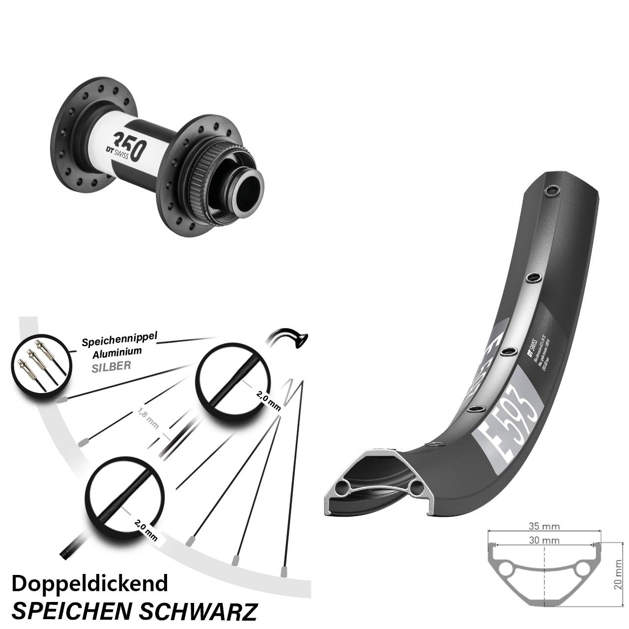 Vorderrad Centerlock 15x100 29 Zoll DT Swiss E 593 350