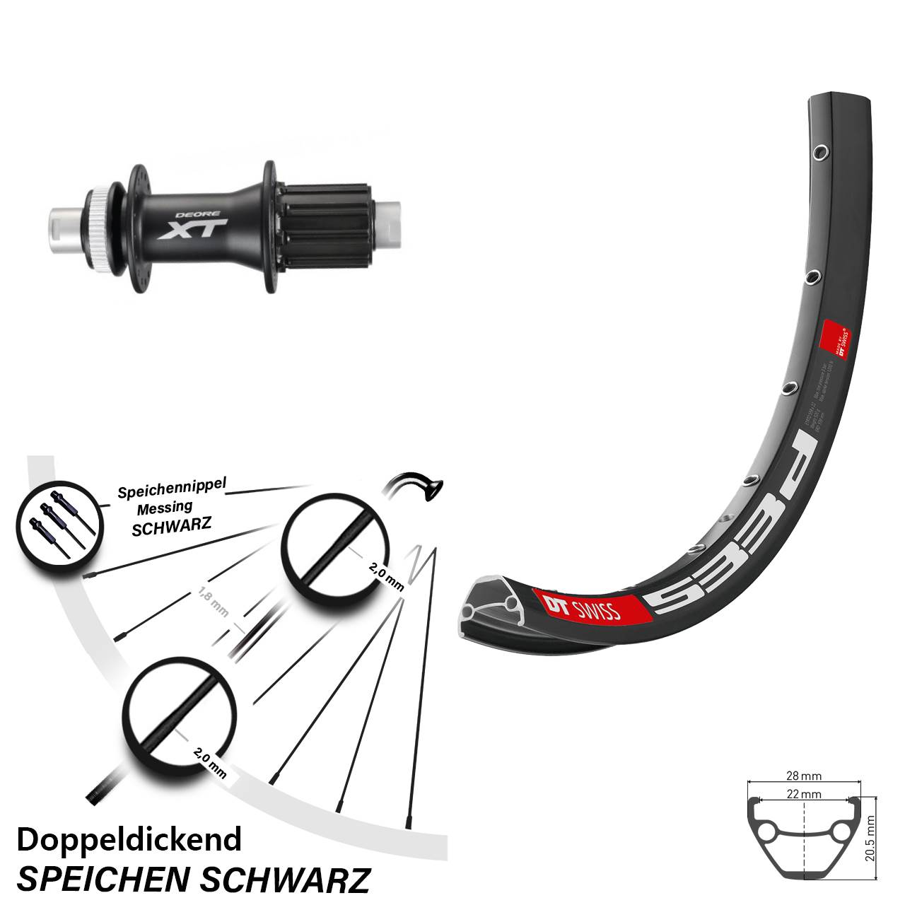 DT Swiss 533d Shimano FH-M788 27,5 Zoll Disc Hinterrad 12x142 8-11 fach HG