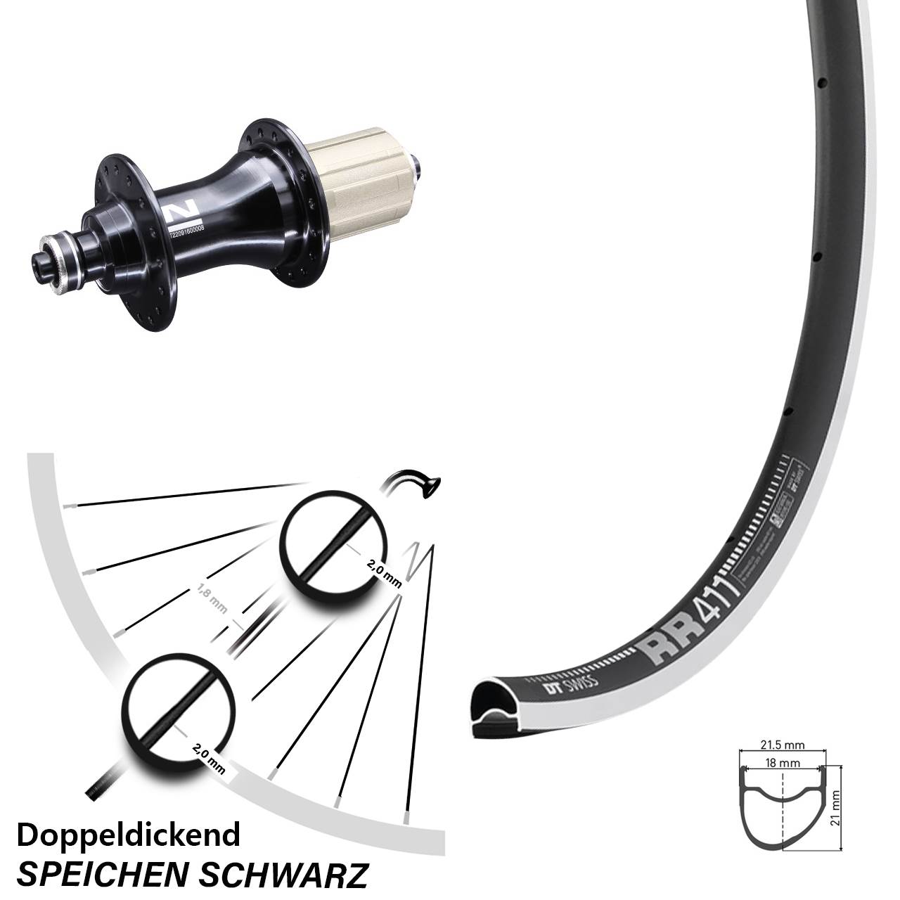 28 Zoll Hinterrad 11-fach Road Novatec F162 DT Swiss RR 411