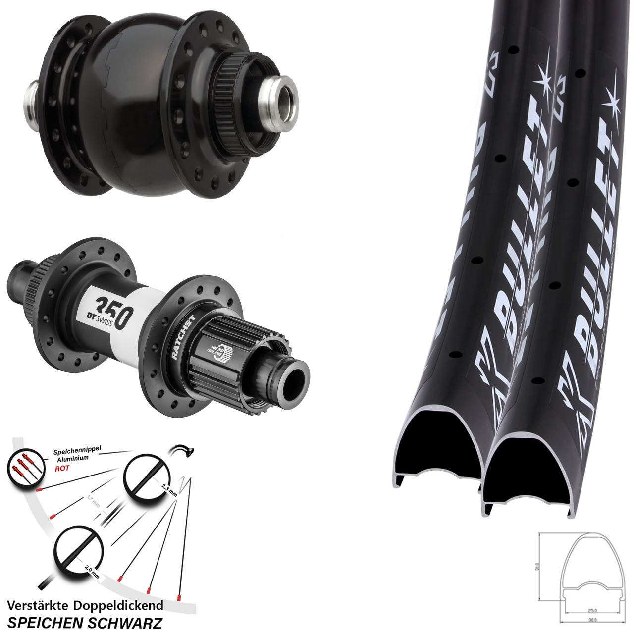 Disc Laufradsatz 28-29 Zoll KX Bullet OS DT Swiss 350 SON 28 Micro Spline 12x100/142