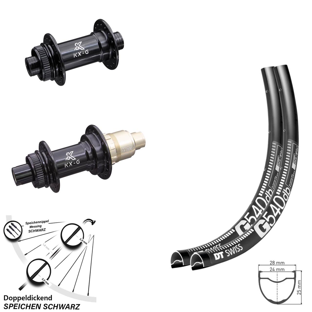 DT Swiss G540 KX-G 28-29 Zoll Laufradsatz Centerlock 15x100 12x142 SRAM XDR