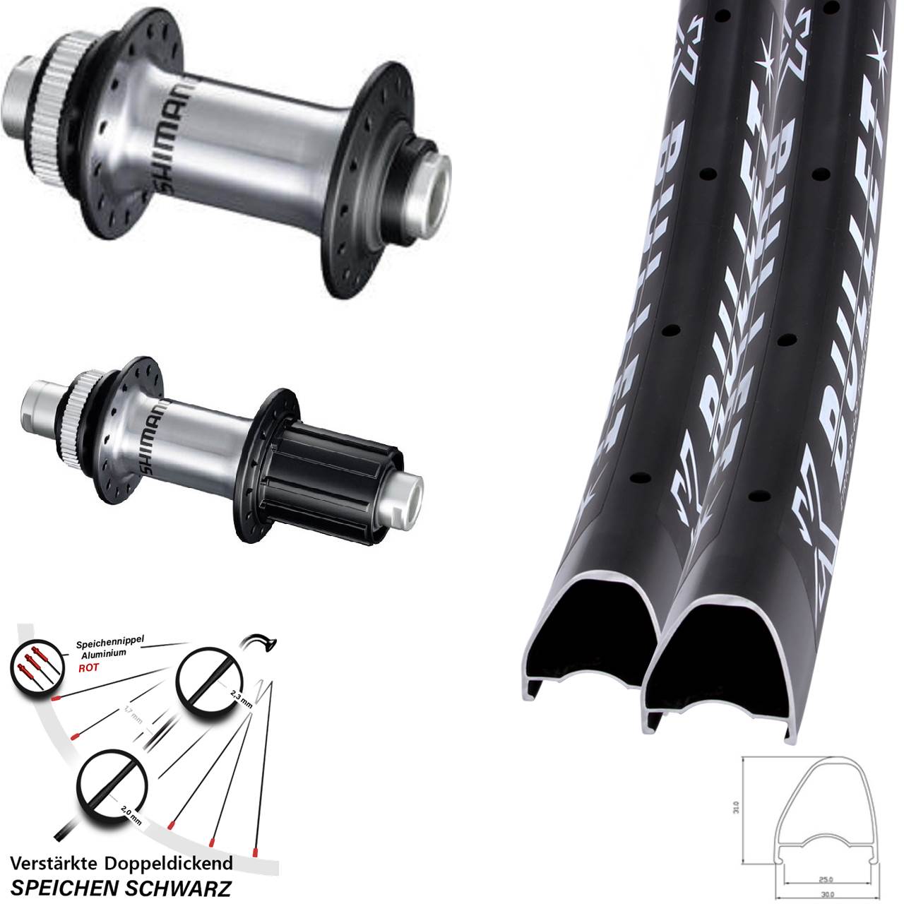 Disc Laufradsatz 28 Zoll KX Bullet OS Shimano GRX Shimano RS770 8-12 fach 12x100/142