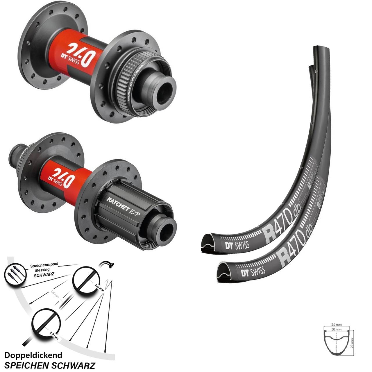 Laufradsatz DT Swiss 240 EXP R 470 Steckachse Shimano 11-fach Centerlock 28 Zoll Road Disc