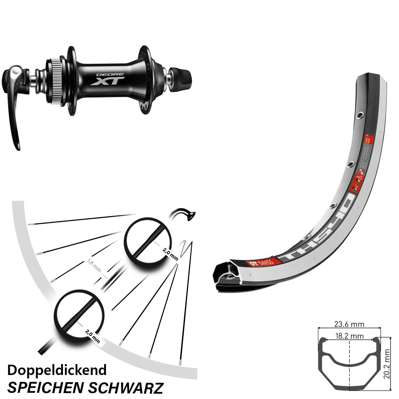 DT Swiss TK540 Vorderrad 28 Zoll Shimano XT
