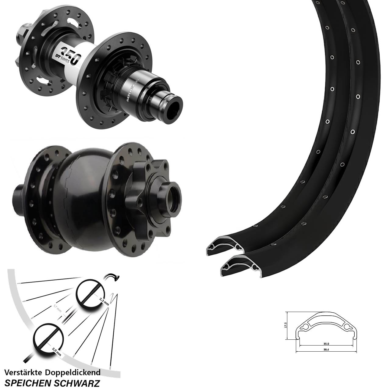 Laufrad-Satz 15x110 12x148 29 Zoll Ryde Disc 35 DT Swiss 350 DEG 72 SON 28 XD 11-12 fach