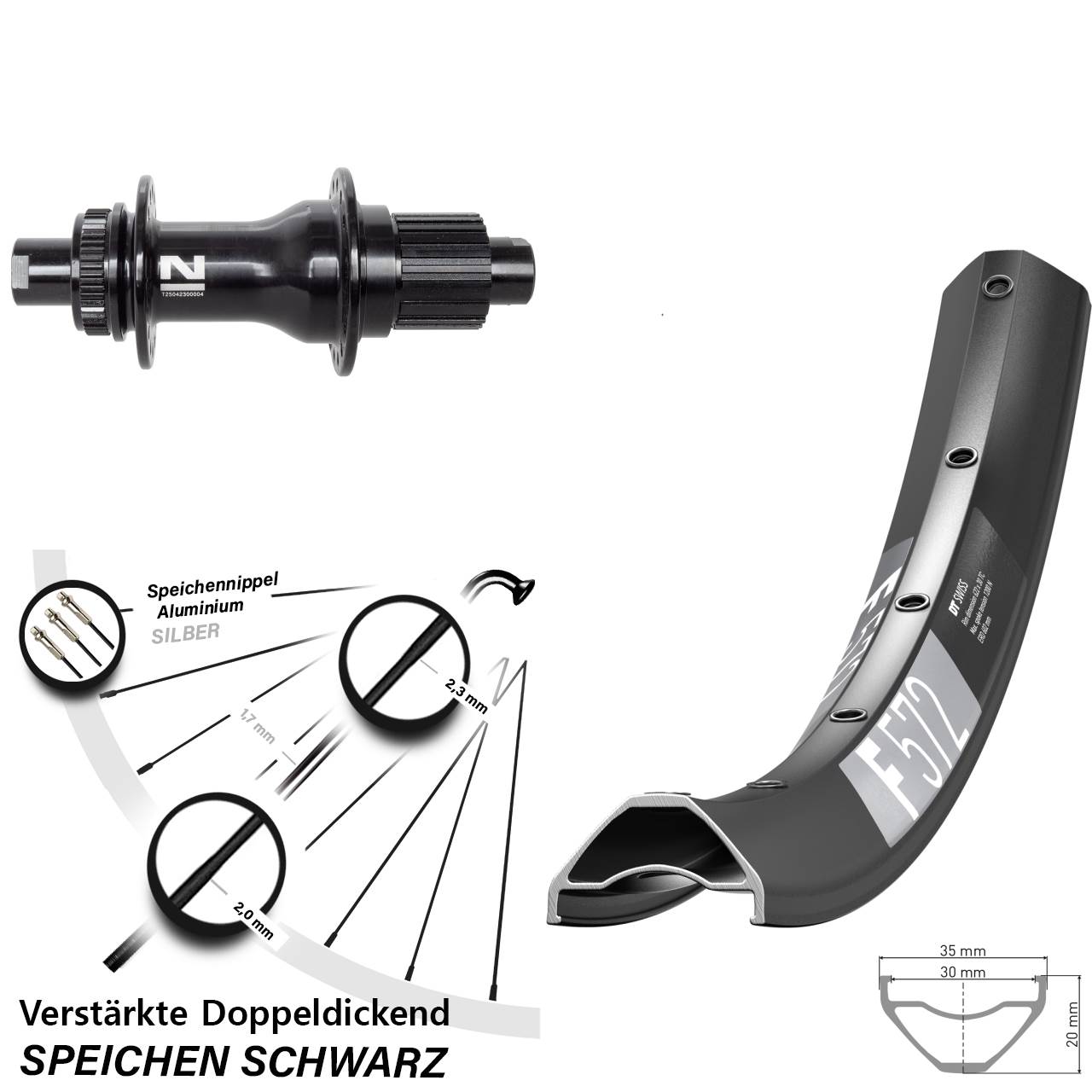 DT Swiss F572 Novatec D792SB 27,5 Zoll Hinterrad Centerlock 12x142 Micro Spline