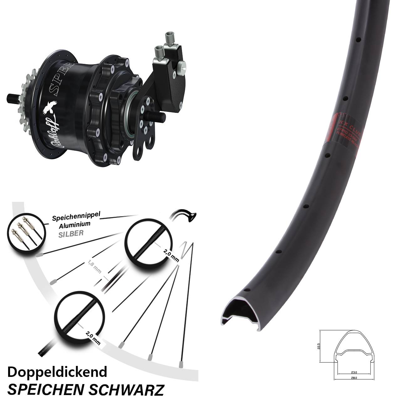 Disc Hinterrrad 28 Zoll KX Clue Rohloff Speedhub 500/14 TS DB Tandem