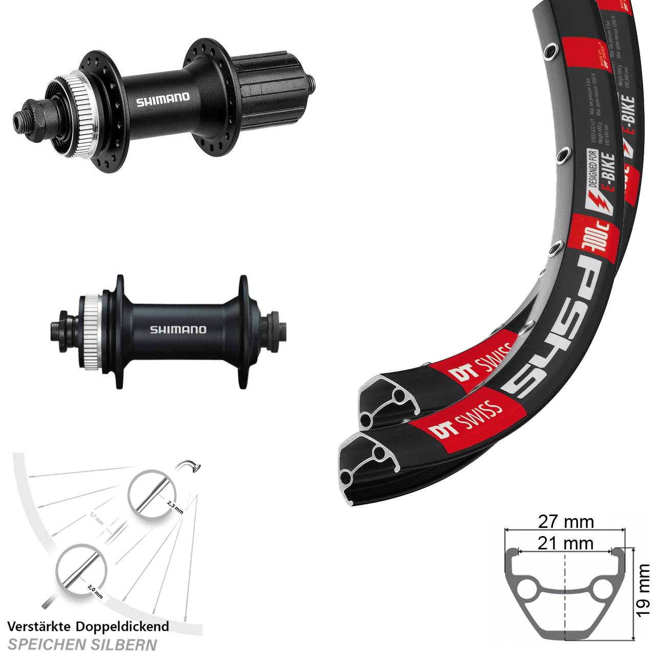 29 Zoll DT Swiss 545d Shimano HB-M4050 FH-M4050 Disc Laufradsatz QR 8-11 fach