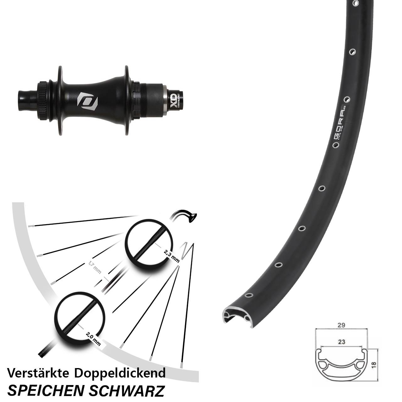 Gora 23 Syncros Boost SRAM XD 28 Zoll Hinterrad Centerlock 12x148 11-12 fach