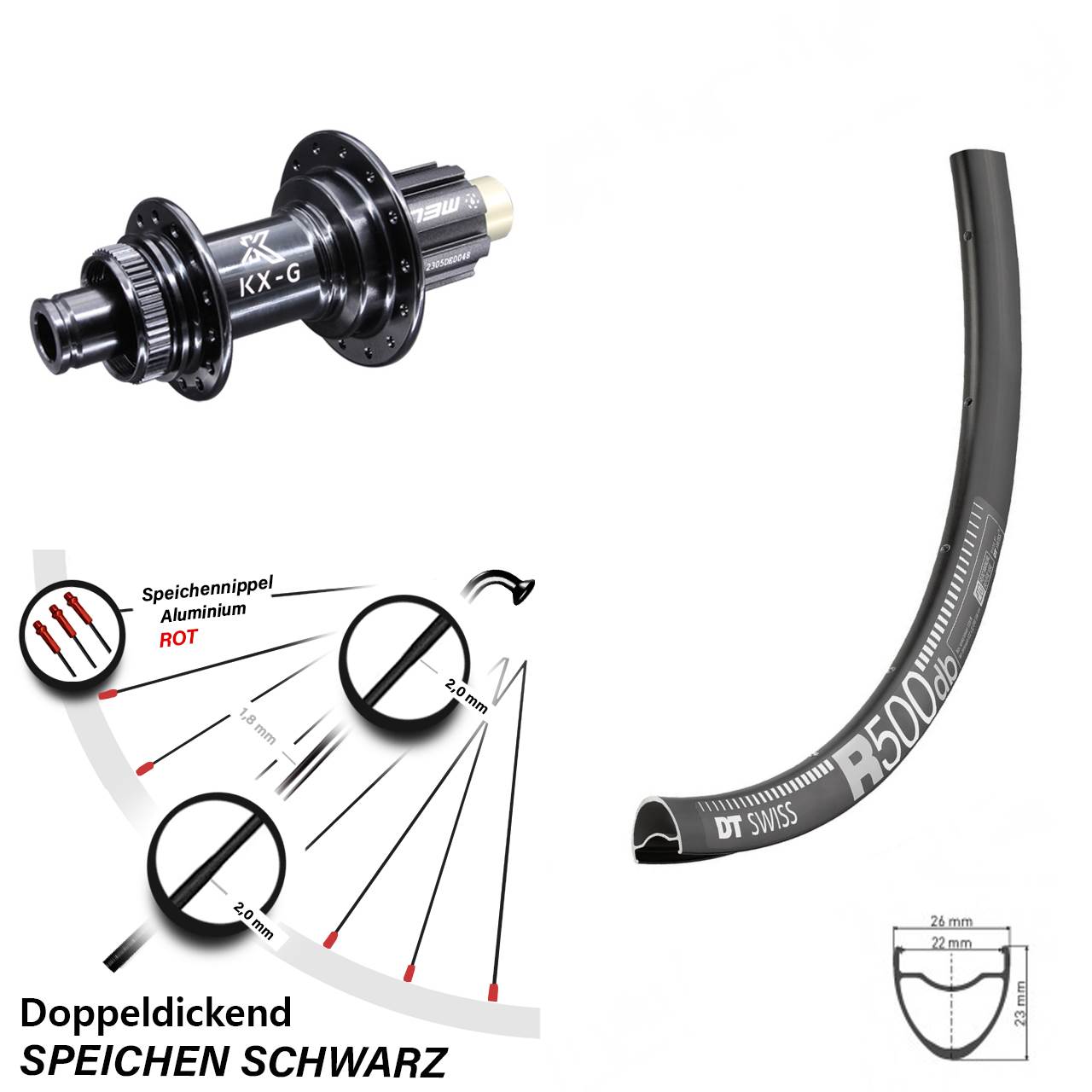 KX-G 12x142 mm Campagnolo N3W DT Swiss R 500 Hinterrad 28 Zoll Centerlock