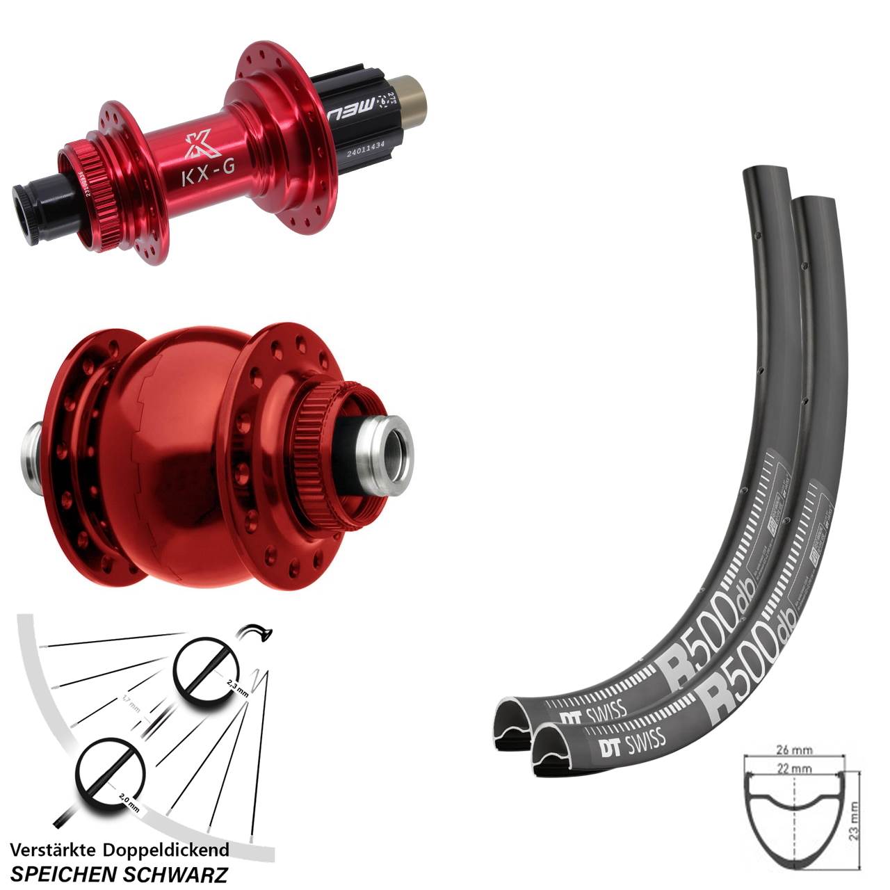 DT Swiss R 500 KX-G rot SON 28 29 Zoll Disc Laufradsatz 12x100/142 Campagnolo N3W