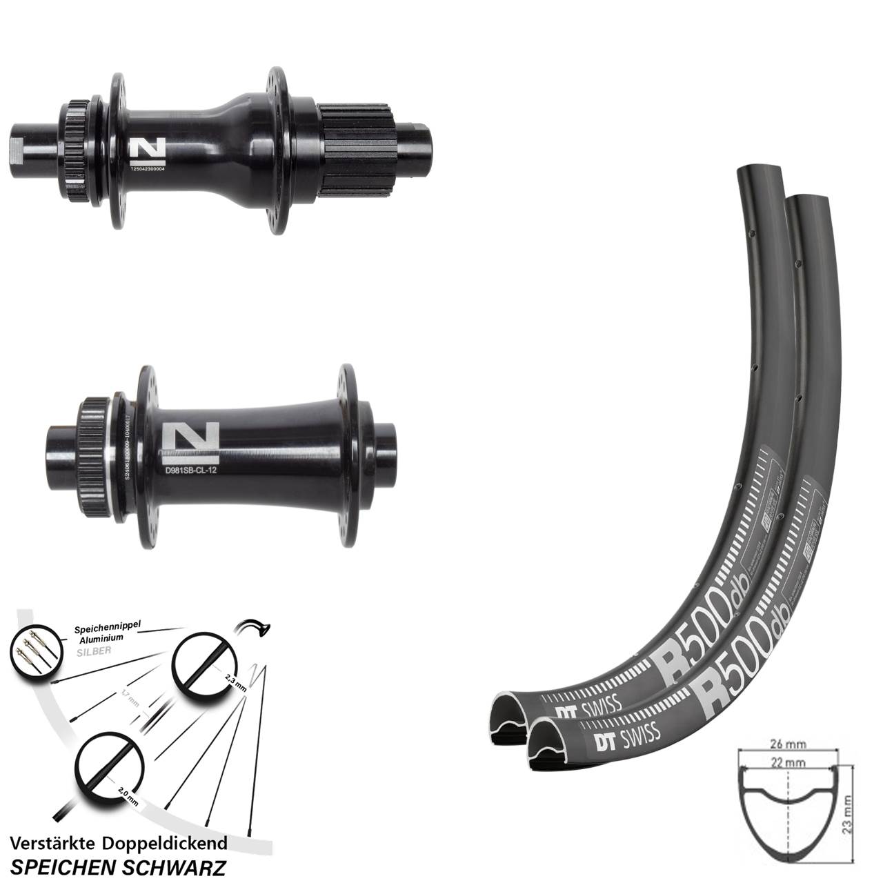29 Zoll DT Swiss R500 Novatec D792 D981 Disc Laufradsatz 12x100/142 Micro Spline