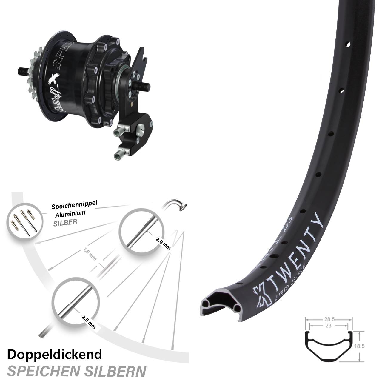 Hinterrad 20 Zoll Rohloff Speedhub 500/14 TS Disc OEM2 KX Twenty
