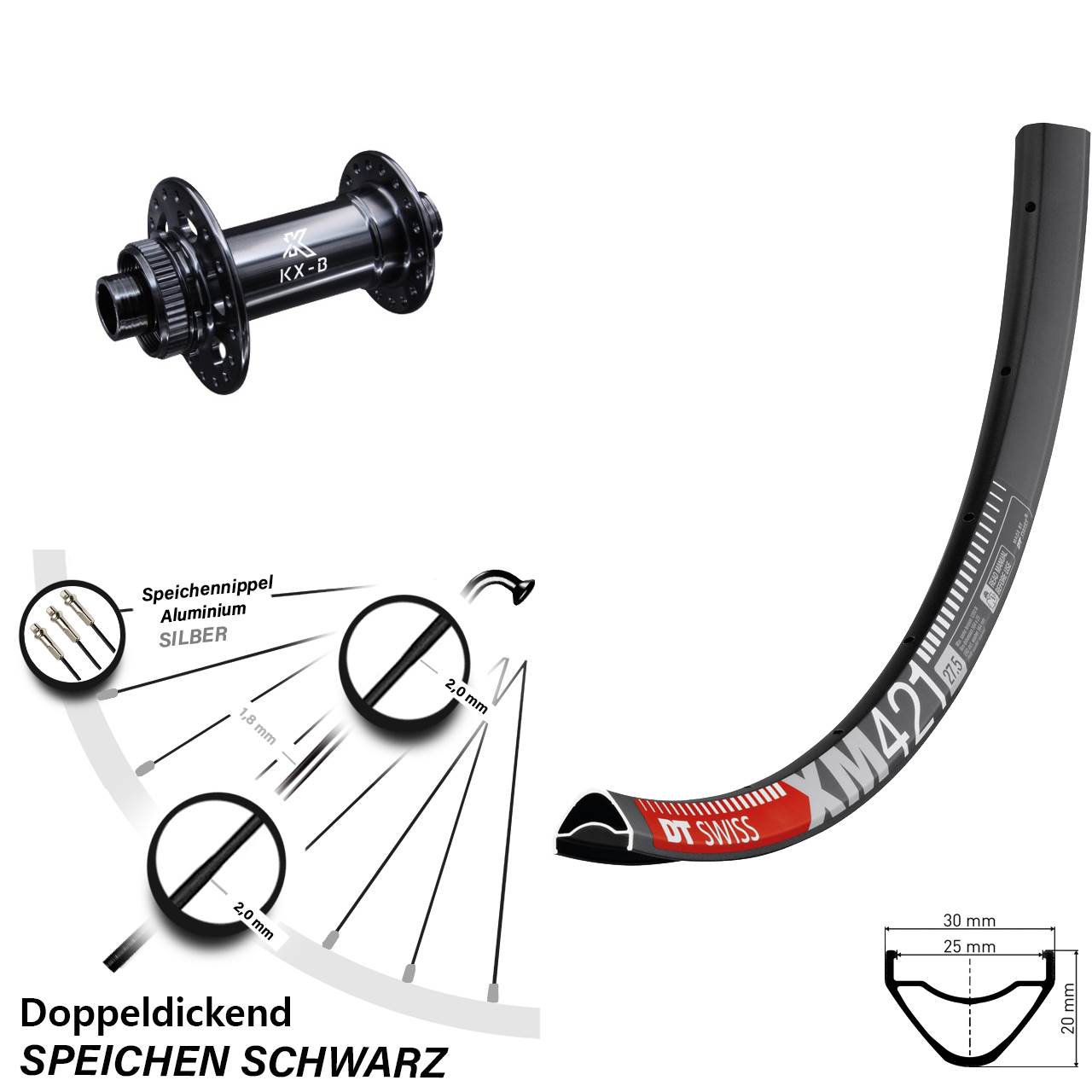 DT Swiss XM 421 KX-B 29 Zoll Disc Laufrad 15x110 Boost