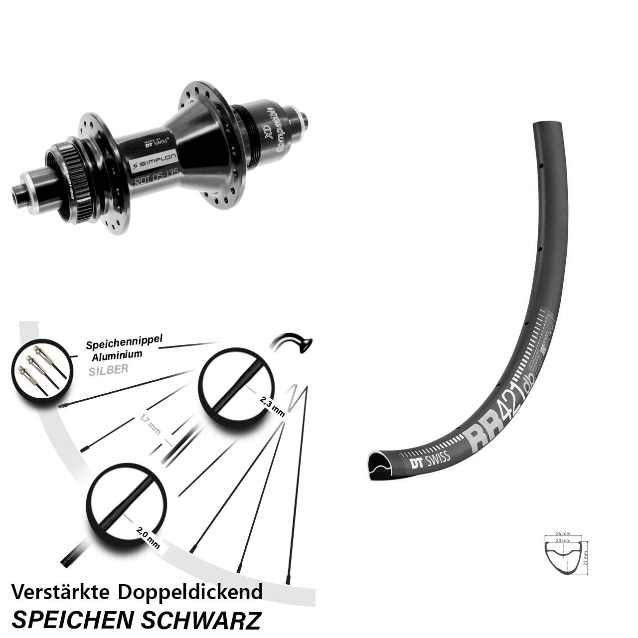 DT Swiss RR 421-370 28 Zoll Disc Hinterrad für Schnellspanner XD 11-12 fach