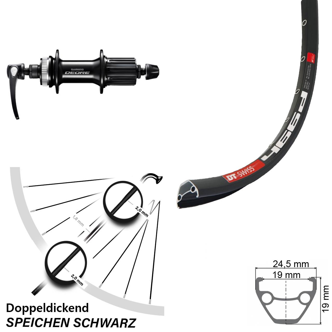 Disc Laufrad 28-29 Zoll DT Swiss 466 Shimano Deore FH-M6000 8-11 fach QR