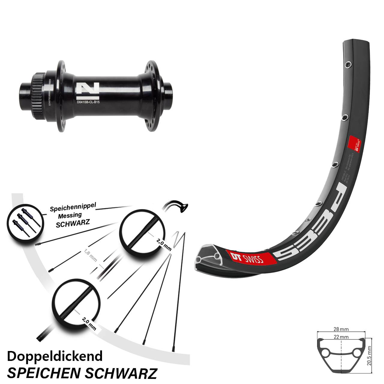 Disc Laufrad 28 Zoll DT Swiss 533 D Novatec D041 15x110 Boost