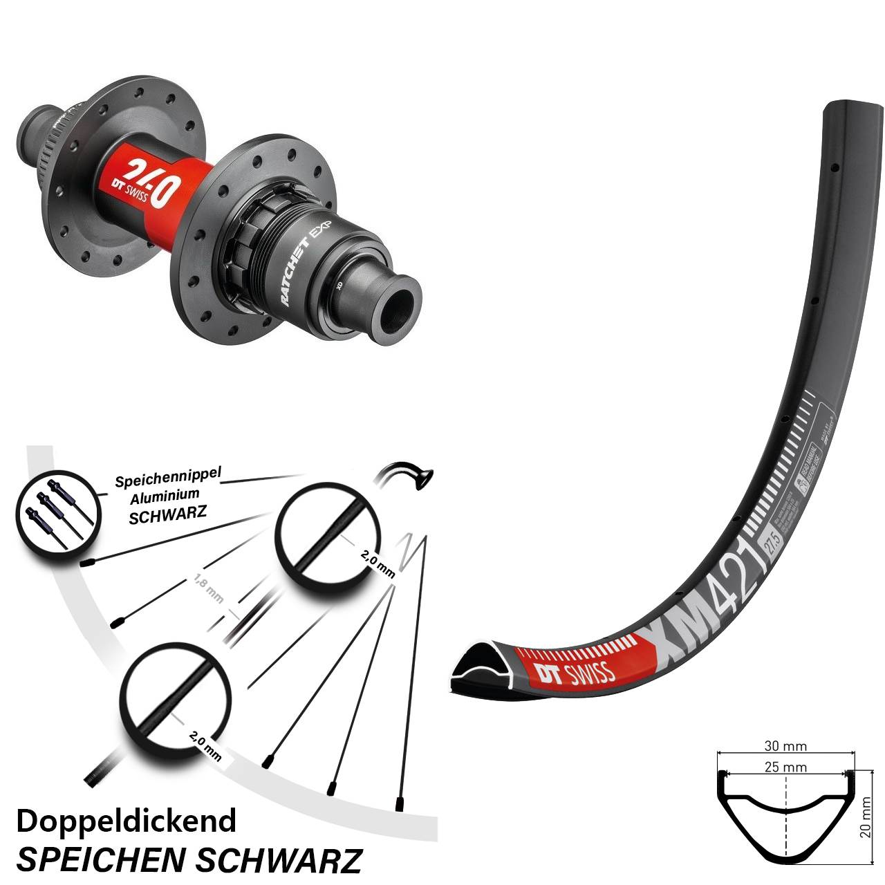 27,5 Zoll Hinterrad Centerlock DT Swiss XM 421 240 EXP XDR 12x142