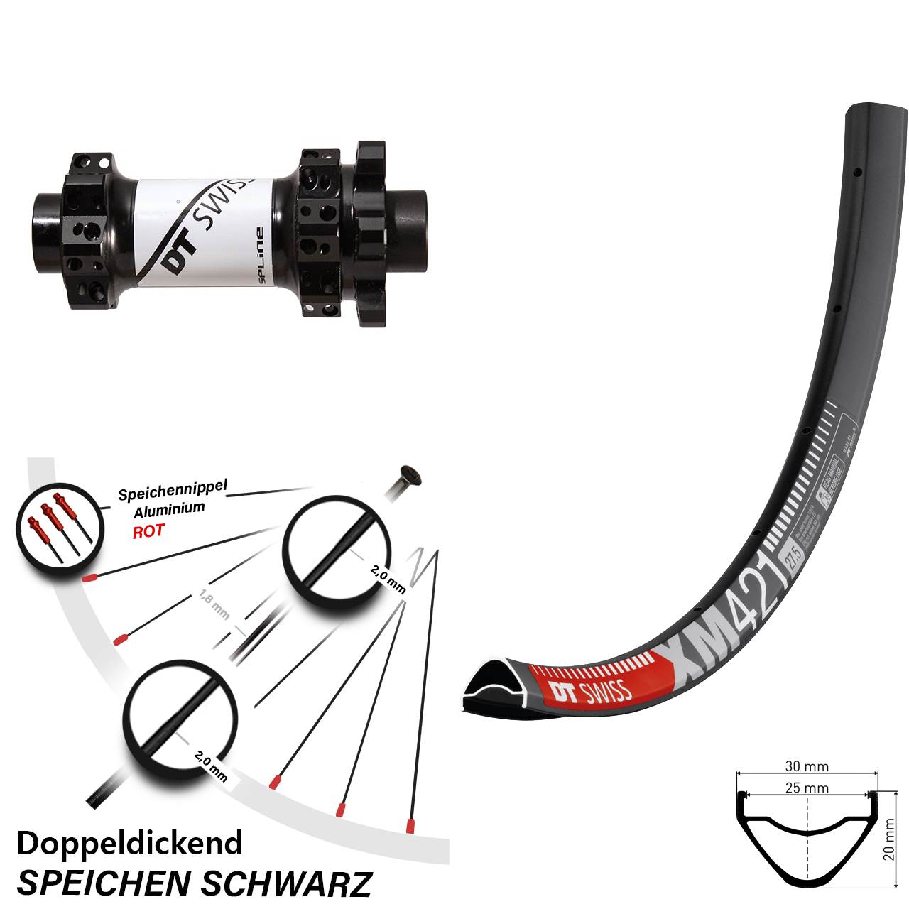 Disc-Vorderrad 29 Zoll DT Swiss XM 421 X-1900 für Steckachse