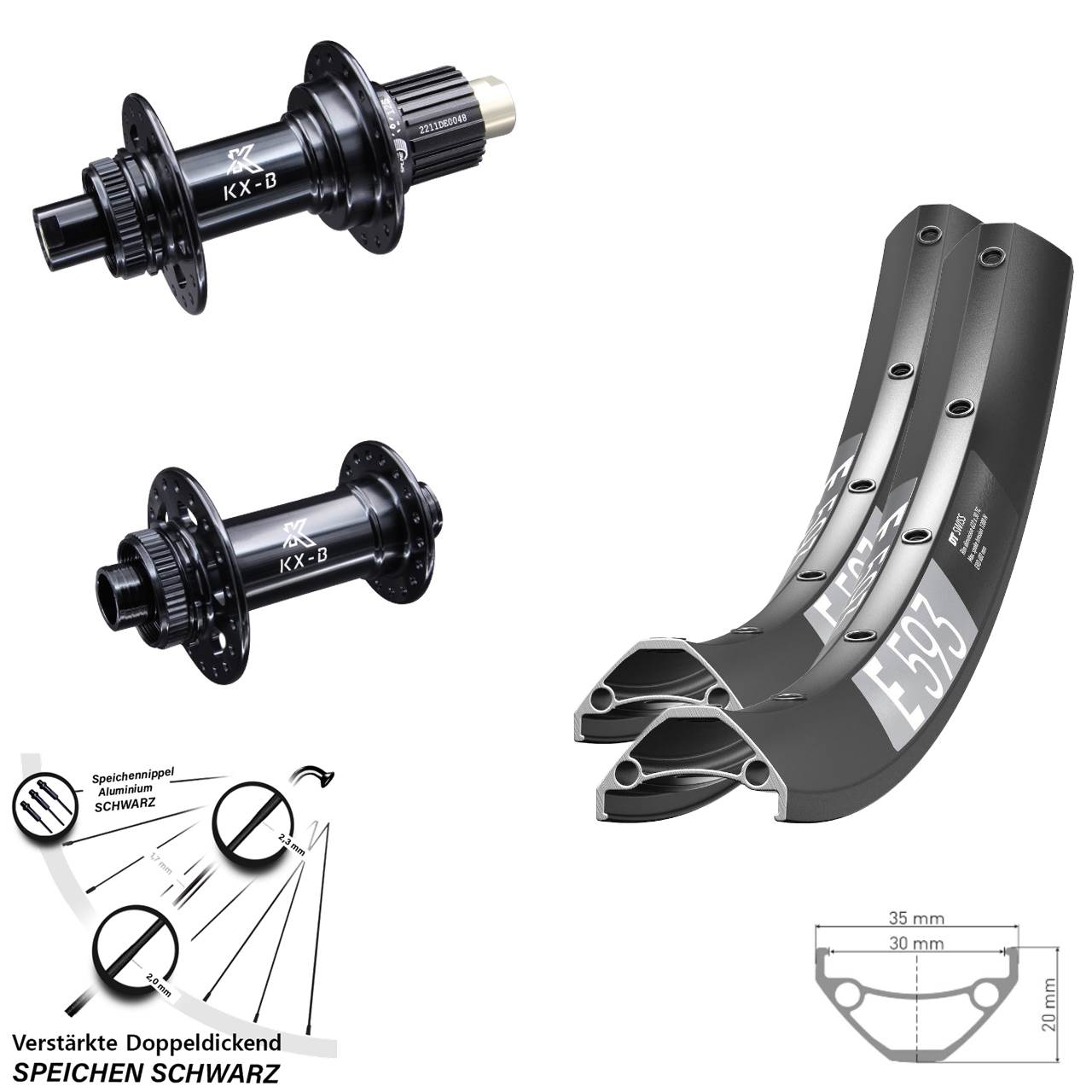 Laufradsatz Disc 27,5 Zoll DT Swiss E593 KX-B Micro Spline Boost