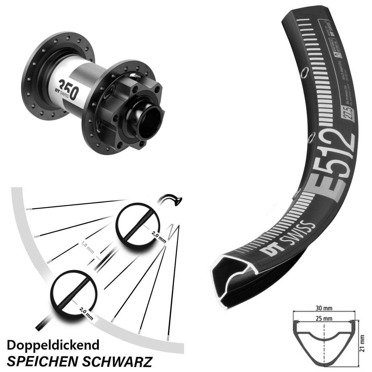 DT Swiss E512 350 29 Zoll Disc Vorderrad 20x110 Boost