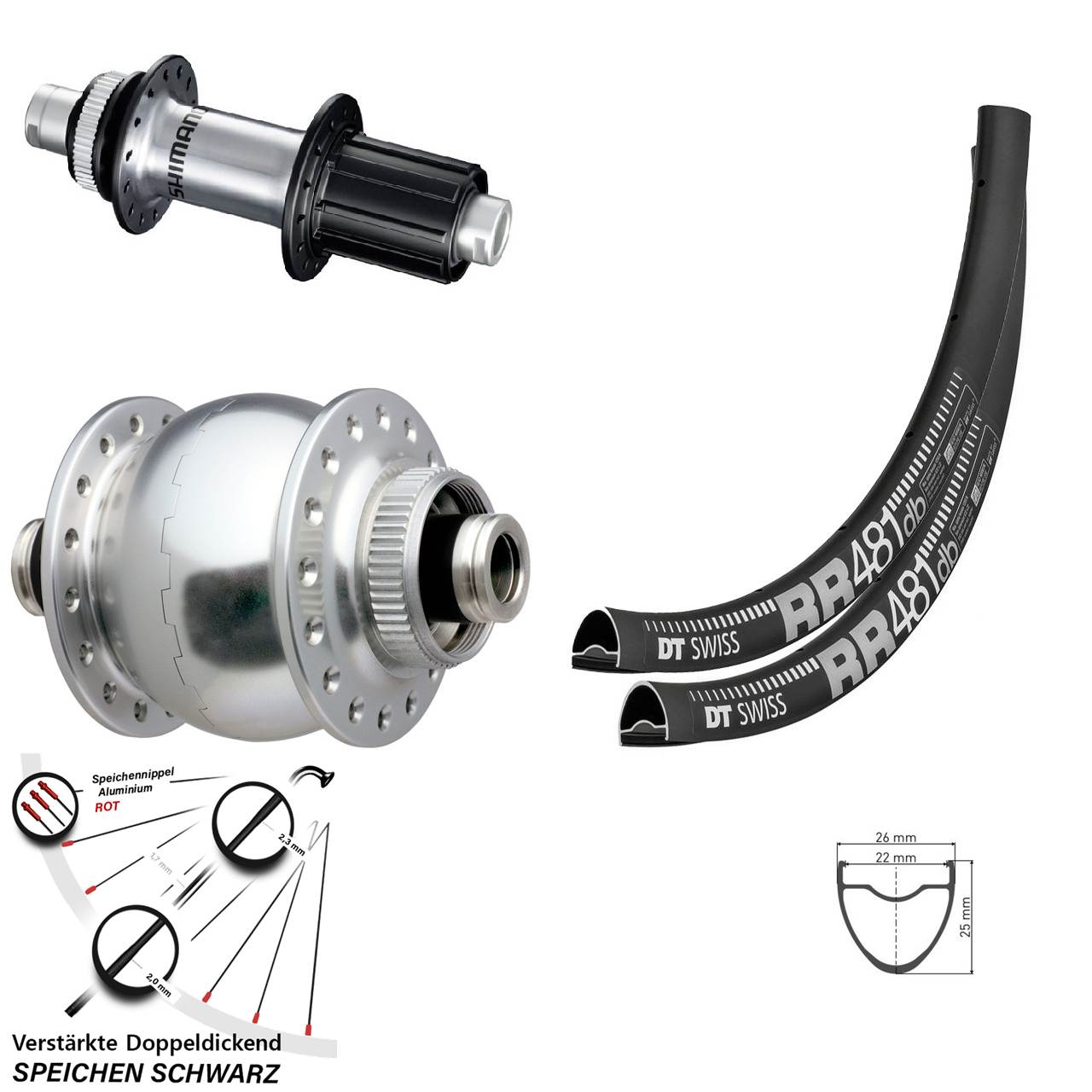 Laufradsatz Centerlock 12x100/142 DT Swiss RR481 SON 28 Zoll Shimano GRX 8-12 fach