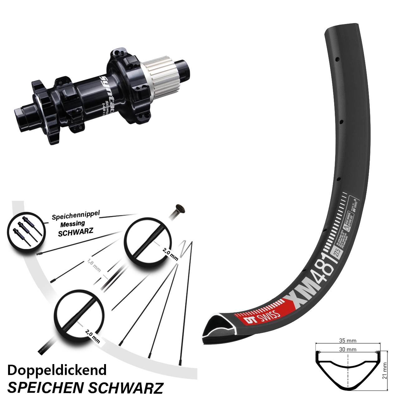 DT Swiss XM 481 Hinterrad MTB All Mountain leicht 27,5 Zoll Syntace Boost