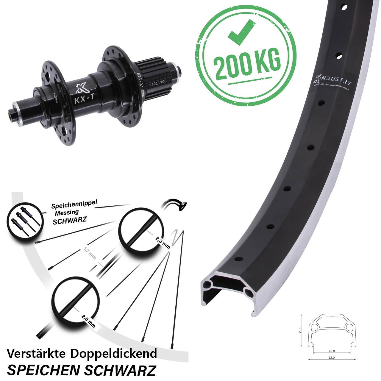KX-T Industry 26 Zoll Hinterrad QR Shimano Micro Spline