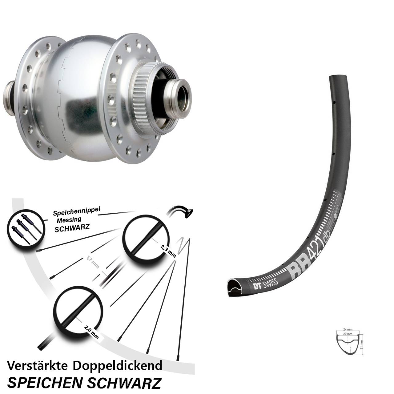 SONdelux DT Swiss RR421 28 Zoll Centerlock Dynamovorderrad 12x100