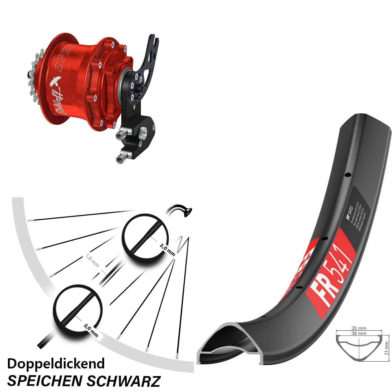 29 Zoll DT Swiss FR 541 Rohloff Speedhub 500/14 CC DB PM rot