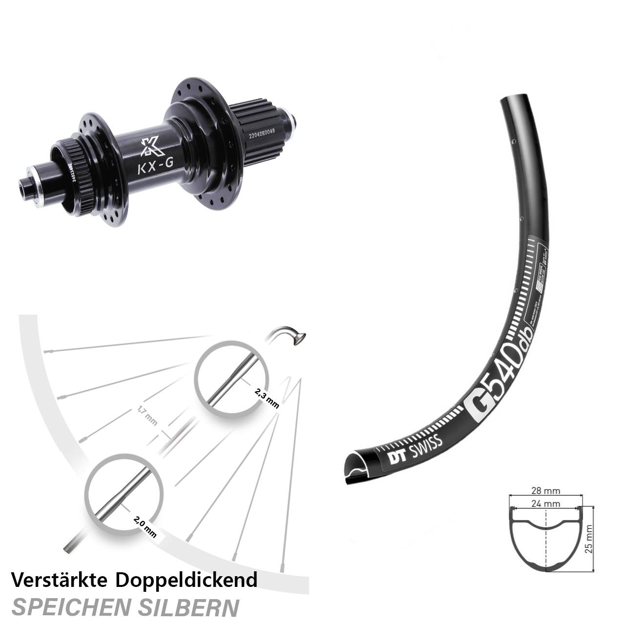 DT Swiss G 540 KX-GS verstärkt 28-29 Zoll Hinterrad Centerlock QR Shimano Micro Spline
