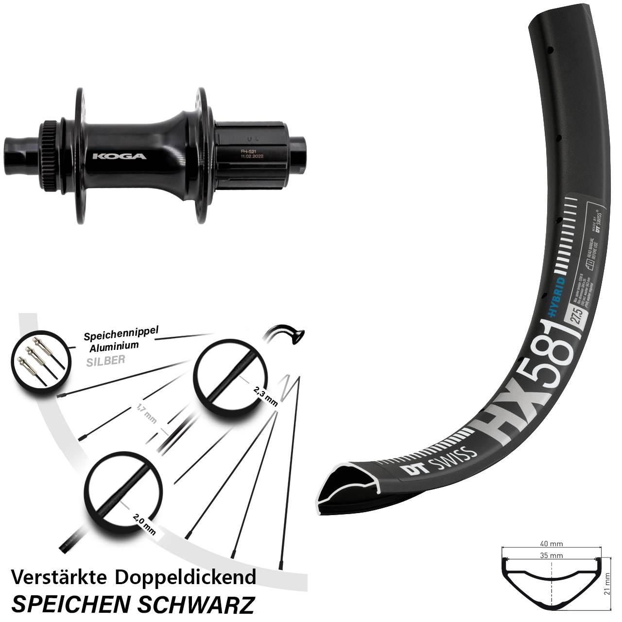 Hinterrad Centerlock 27,5 Zoll DT Swiss HX581 Formula ECT-148S 8-11 fach 12x148