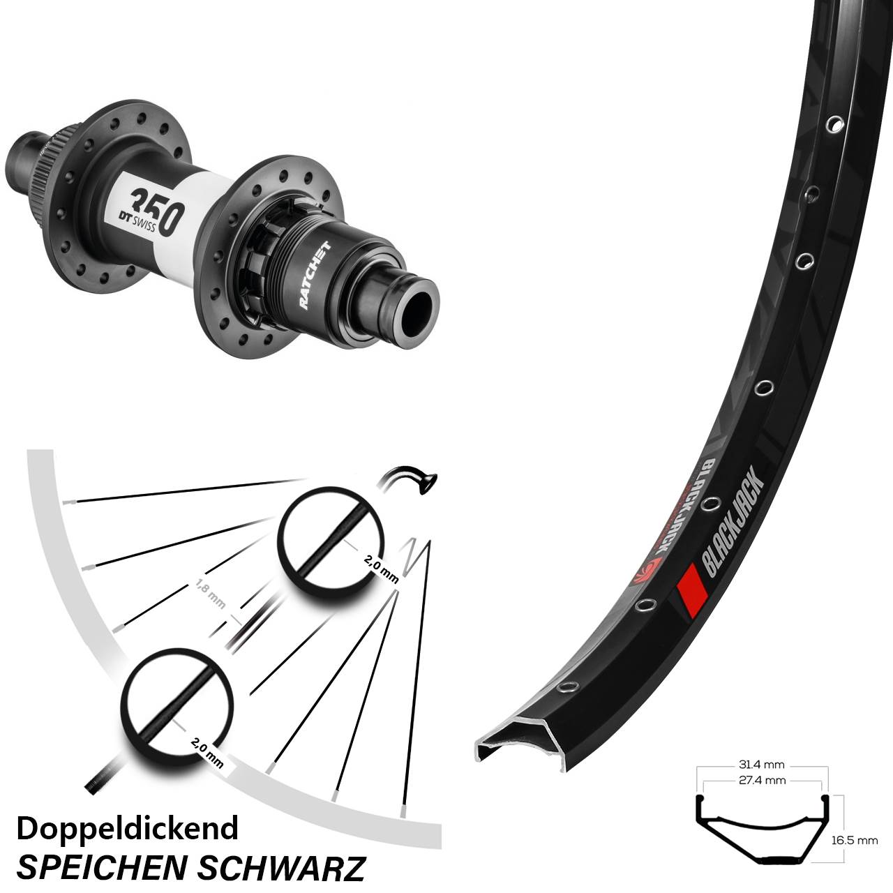 Centerlock Hinterrad 12x148 650B Rodi Ready 27 DT Swiss 350 XD 11-12 fach