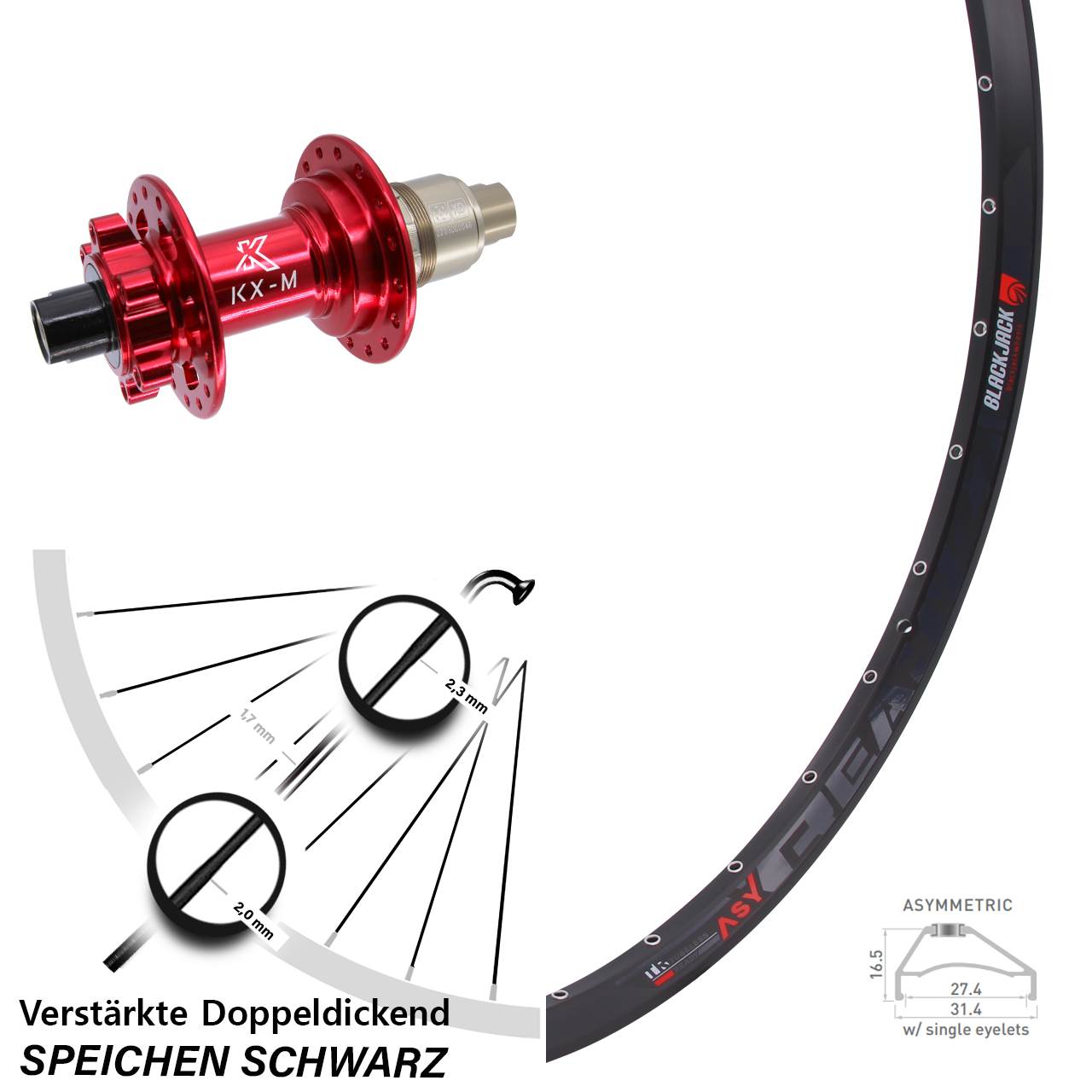Disc Laufrad 12x142 650B Rodi Ready 27 KX-M rot XD 11-12 fach