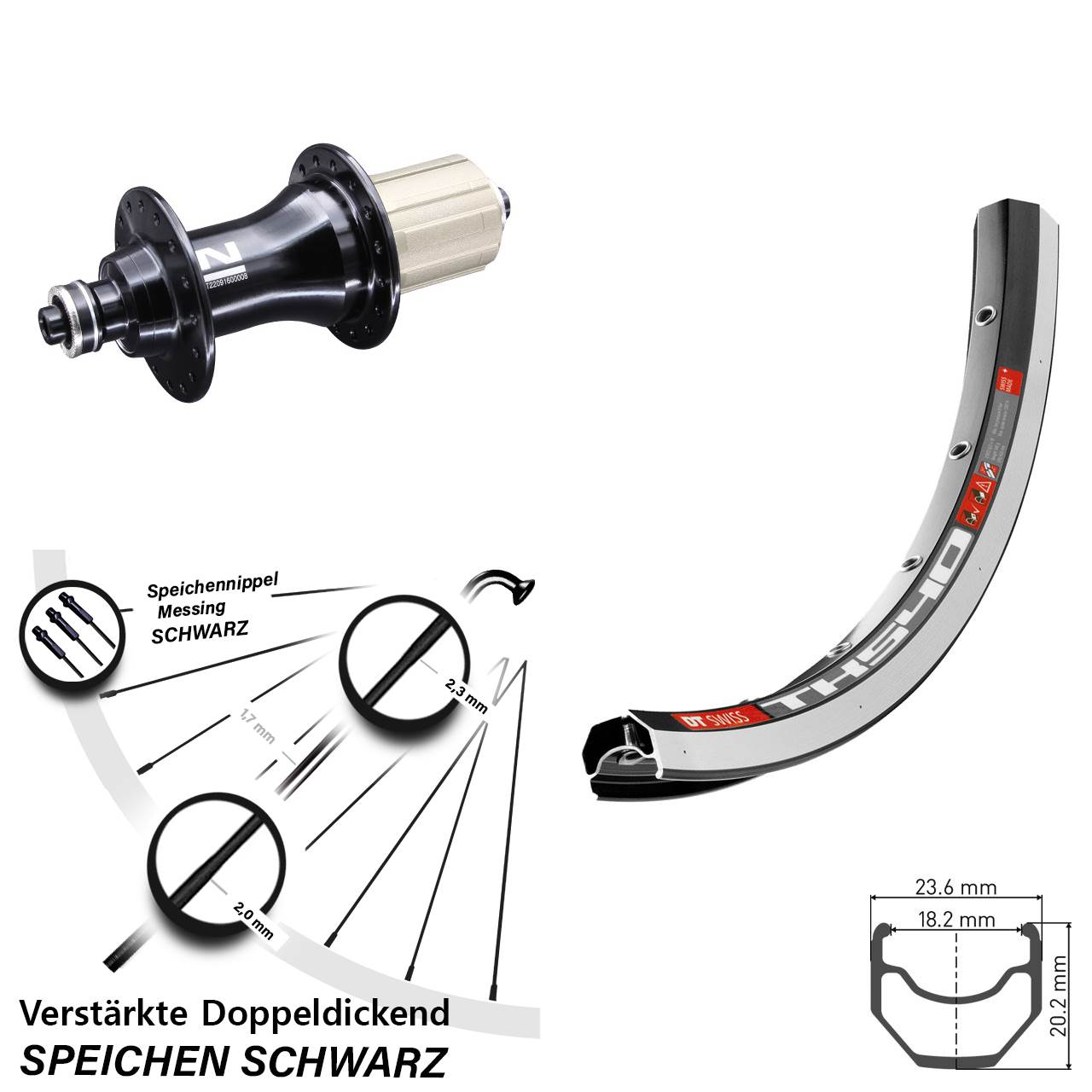 Hinterrad 28 Zoll DT Swiss TK 540 schwarz Novatec F162SB 8-12 fach 5/130
