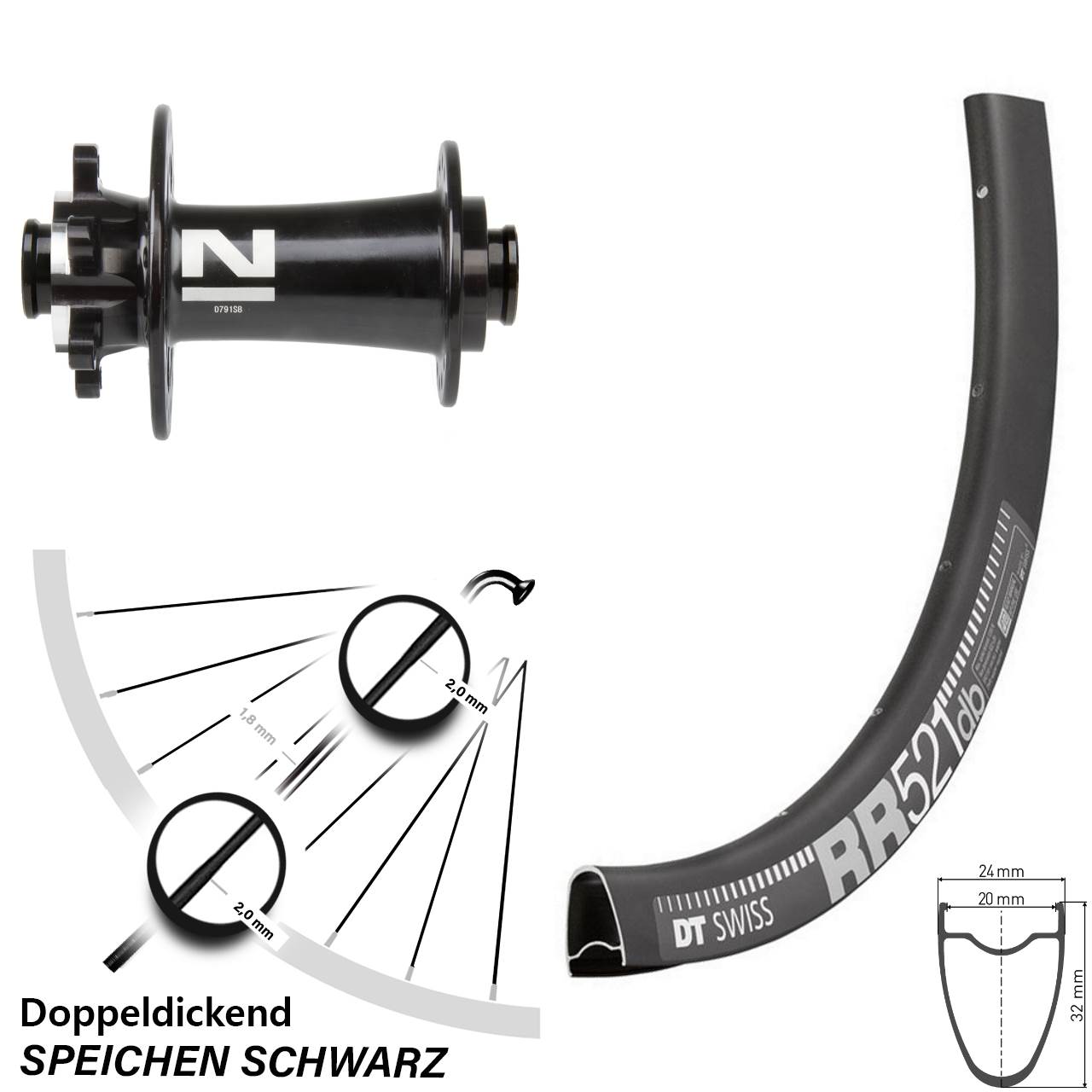 DT Swiss RR 521 Novatec D791 28 Zoll Disc Laufrad 15x100