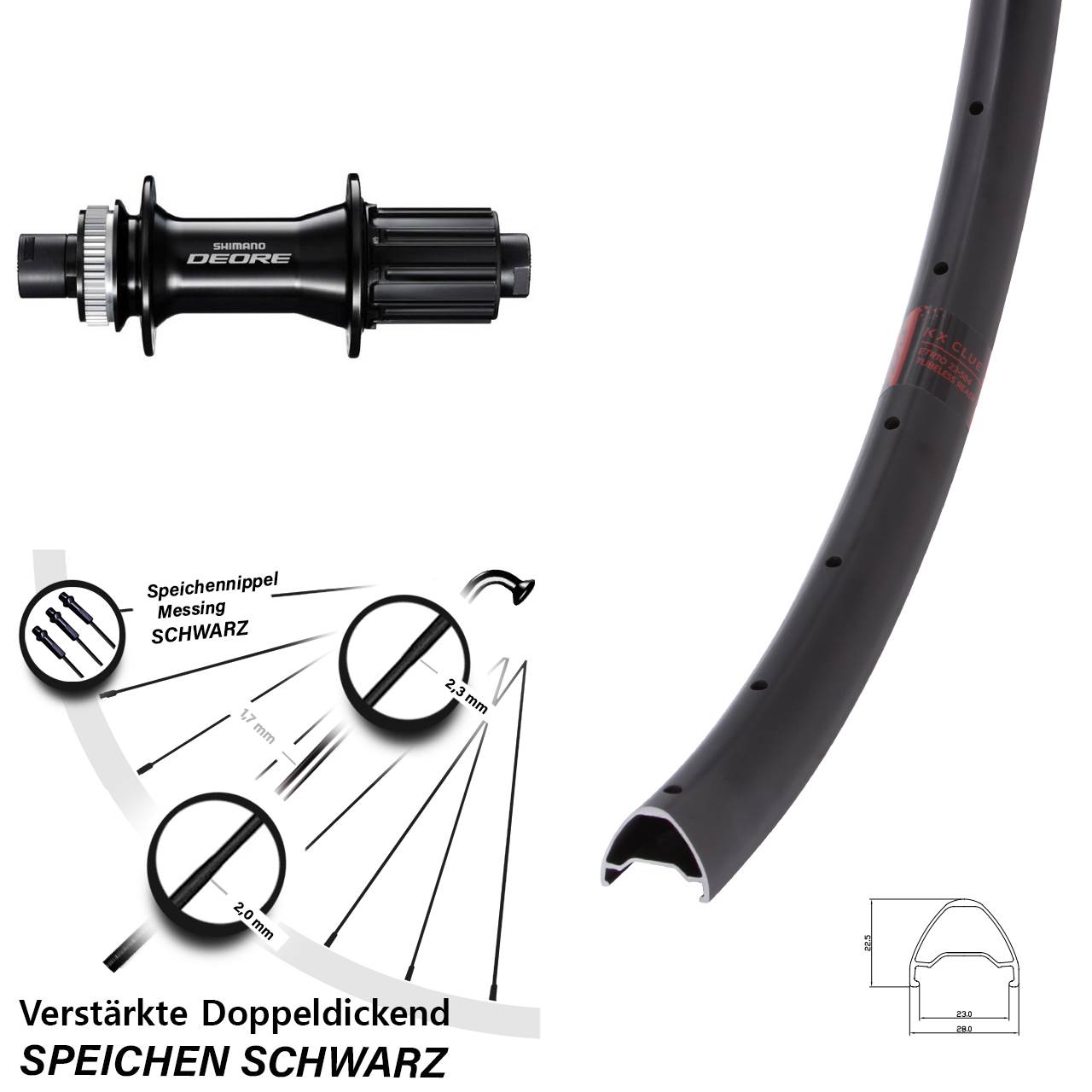 KX Clue Shimano Deore 28-29 Zoll Disc Hinterrad 12x148 8-11 fach HG