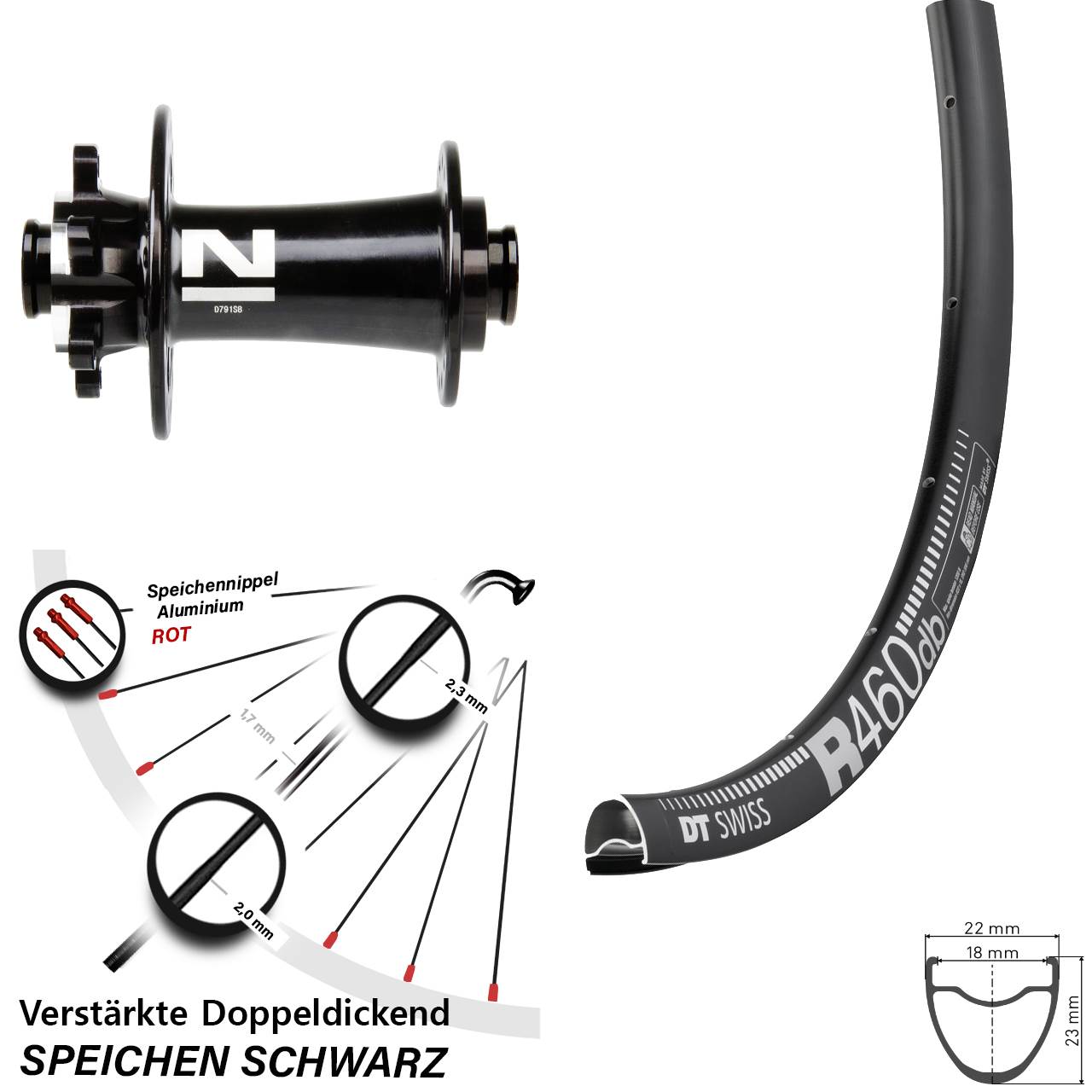 6-Loch Vorderrad 12x100 28 Zoll DT Swiss R 460 Novatec D791