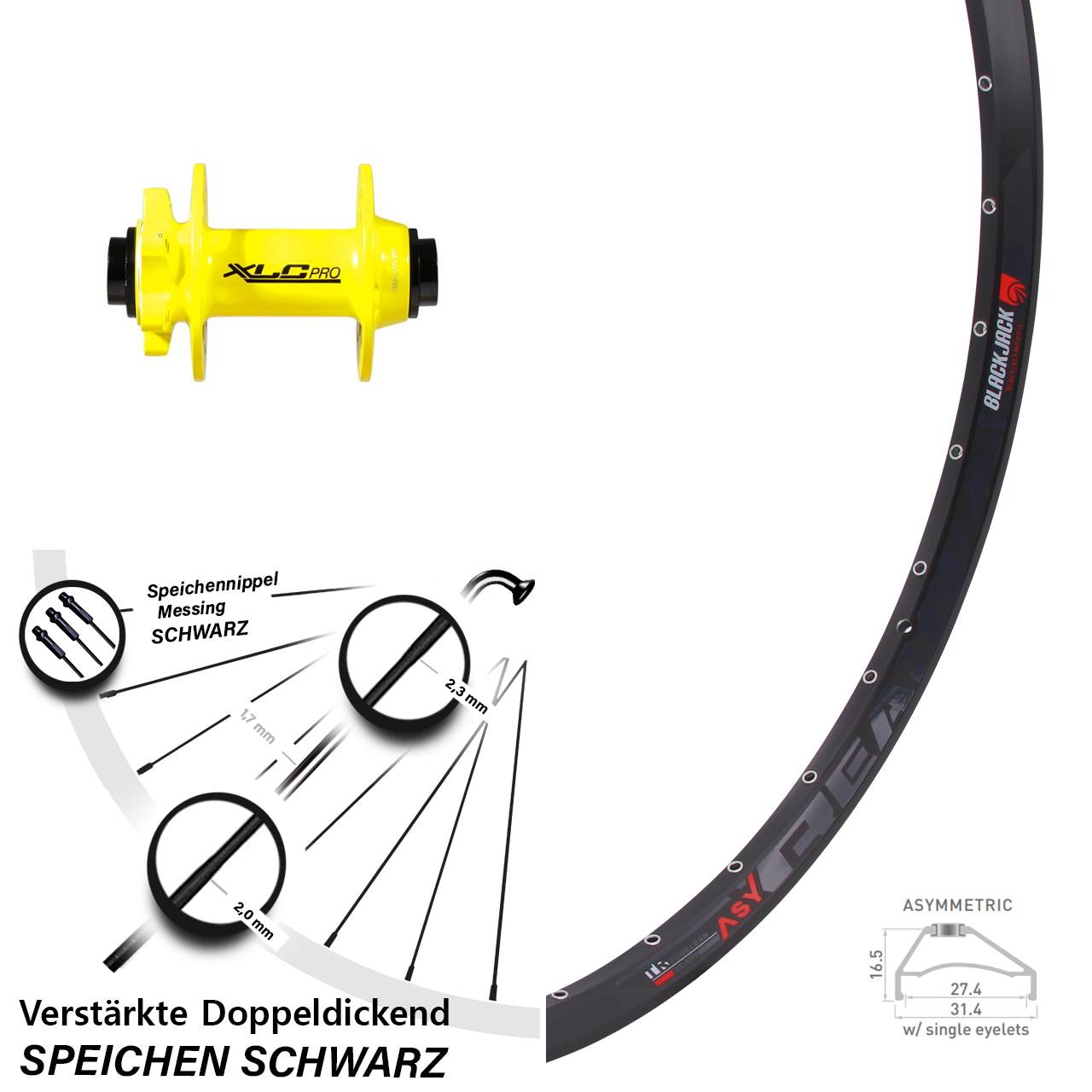 Rodi Ready 27 XLC Pro gelb 29 Zoll Disc Vorderrad 15x100