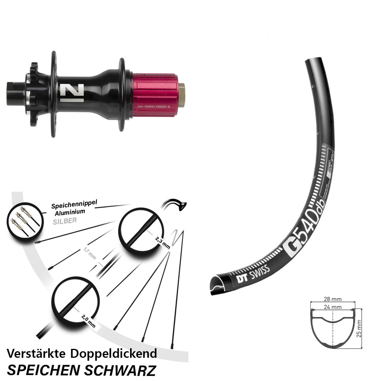 6-Loch Hinterrad 27,5 Zoll DT Swiss G540 Novatec D792 8-12 fach HG 12x142