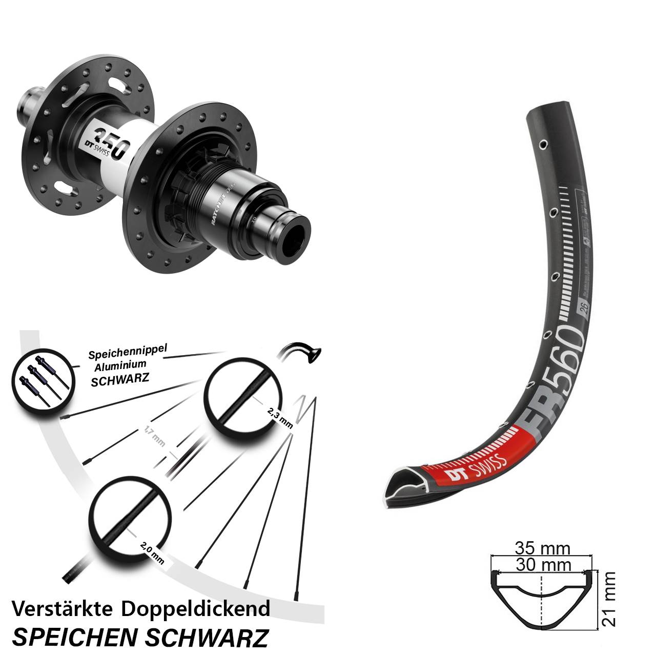 Disc Hinterrad 26 Zoll DT Swiss FR 560-350 DEG 72 XD 11-12 fach 12x148