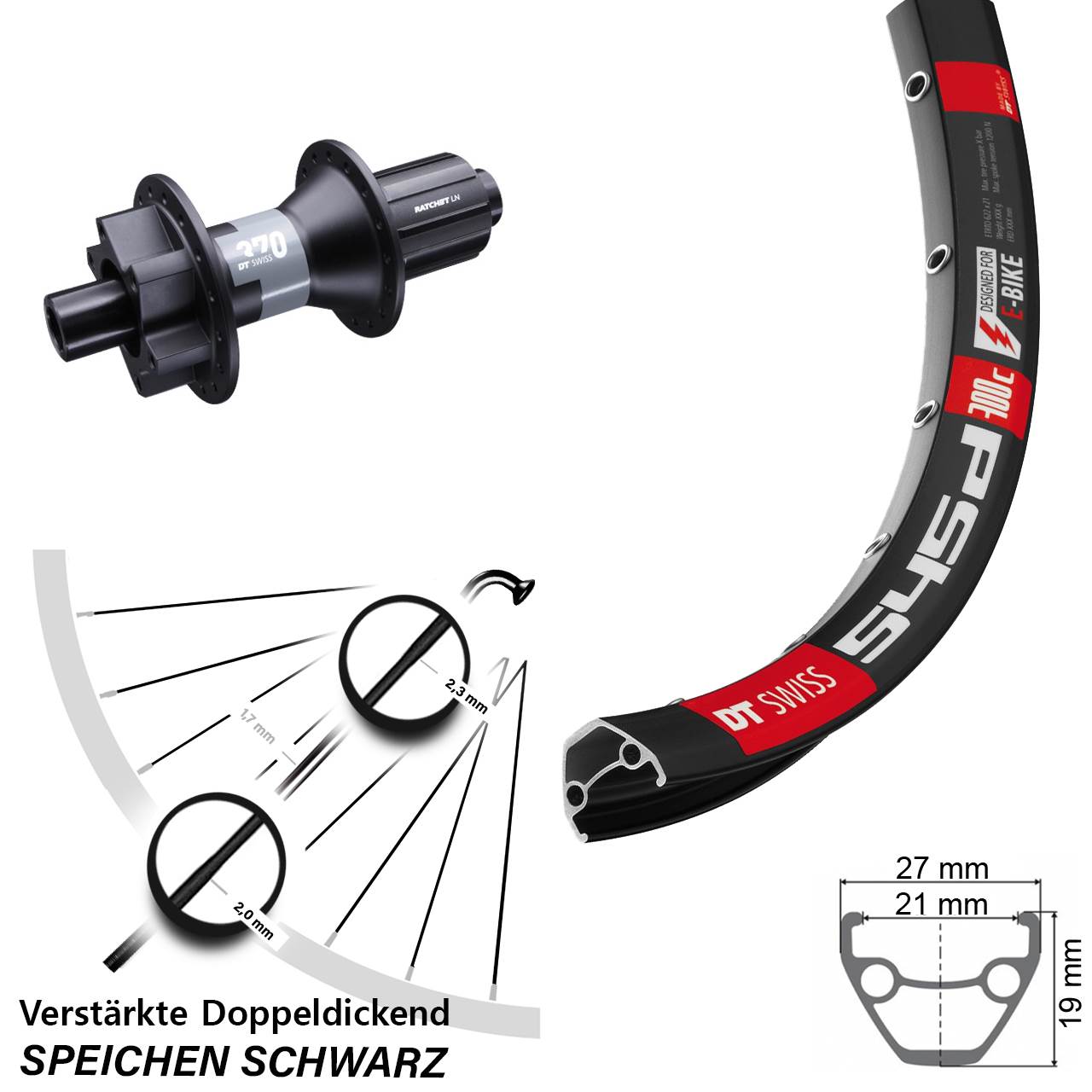 Disc Laufrad 26 Zoll DT Swiss 545d-370 8-11 fach HG 12x142